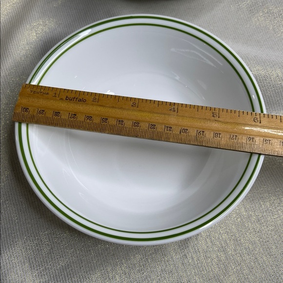 Corell Livingware Collection Bowls Hunter Green Double Ring Trim Vitrelle Set 7 - Picture 3 of 6